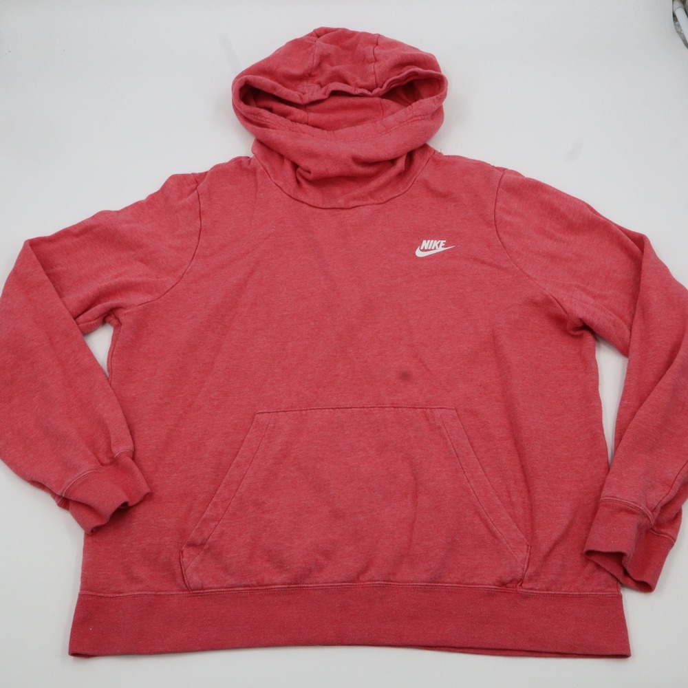 Nike Sportswear Essential Hoodie Womens Large Pink Funnel Neck Fleece BV4526-622